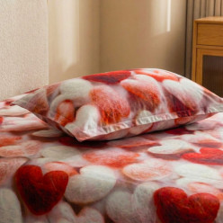 4 db ágynemű készlet 3D szatén pamut 100% 200x220 cm szív
