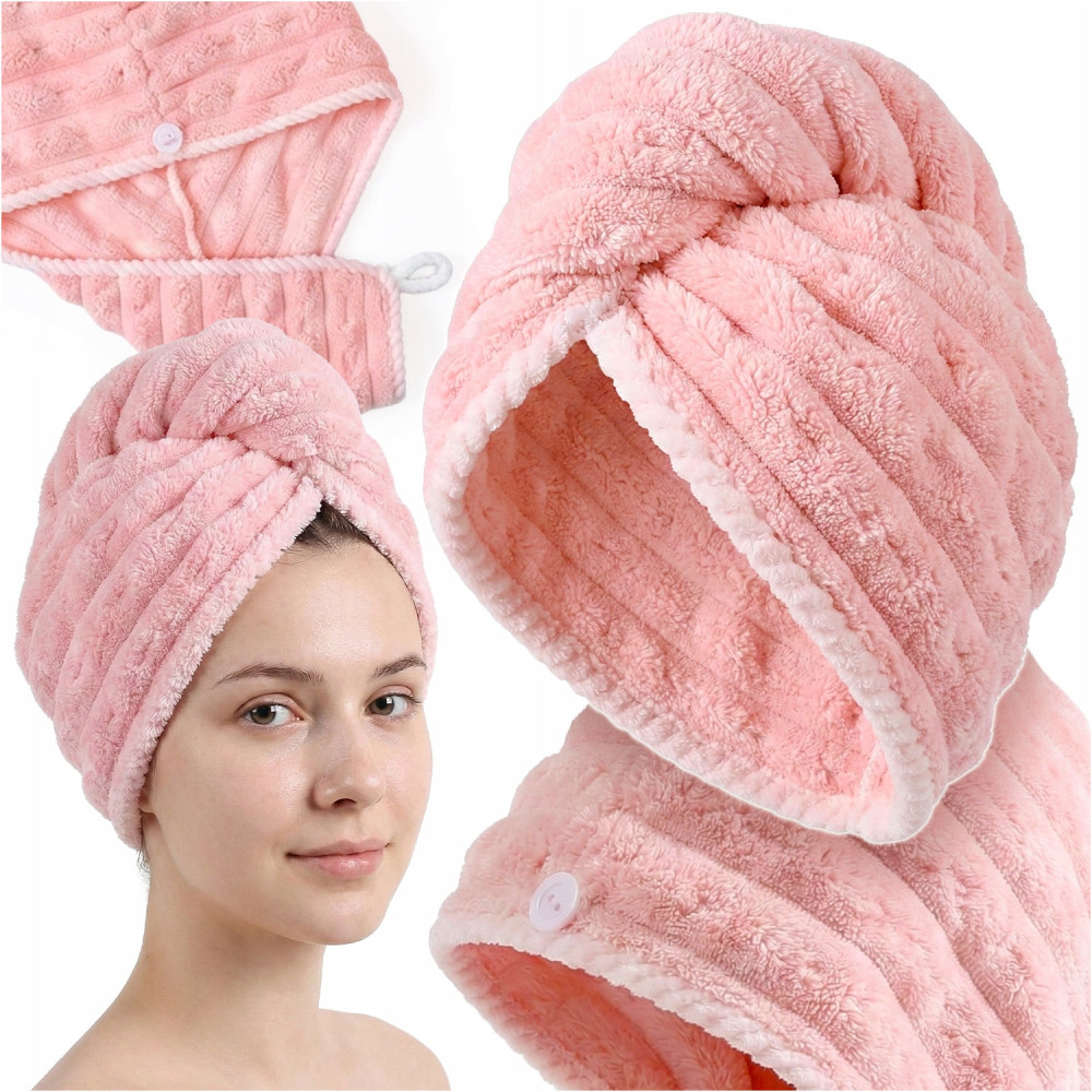 Mikrovlákna turban vlasy ručník hlava zábal měkké super savé růžové