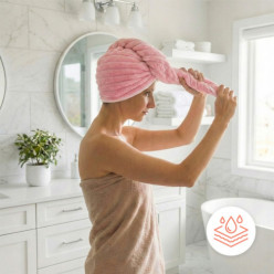 Turban z mikrofibry ręcznik na głowę do włosów miekki superchłonny różowy