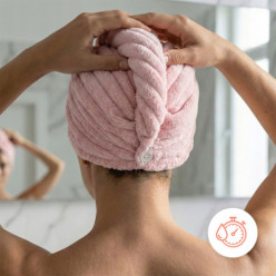 Turban z mikrofibry ręcznik na głowę do włosów miekki superchłonny różowy