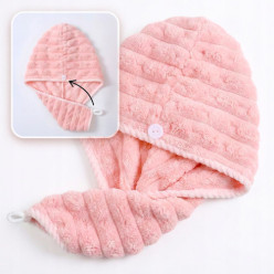 Turban z mikrofibry ręcznik na głowę do włosów miekki superchłonny różowy
