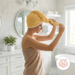 Microfibre turban hair towel head wrap soft super absorbent yellow