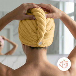 Microfibre turban hair towel head wrap soft super absorbent yellow