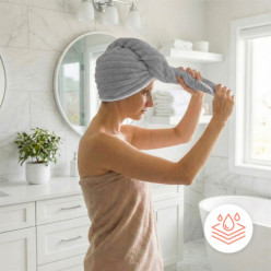 Turban z mikrofibry ręcznik na głowę do włosów miekki superchłonny szary