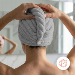 Turban z mikrofibry ręcznik na głowę do włosów miekki superchłonny szary