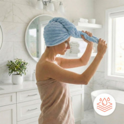 Turban z mikrofibry ręcznik na głowę do włosów superchłonny niebieski