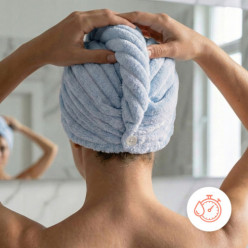 Microfibre turban cheveux serviette tête enveloppe super absorbant bleu