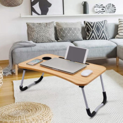 Table pliante petit déjeuner lit plateau ordinateur portable avec porte-gobelet 60x40cm