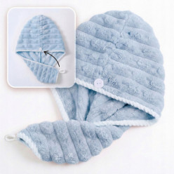 Microfibre turban cheveux serviette tête enveloppe super absorbant bleu