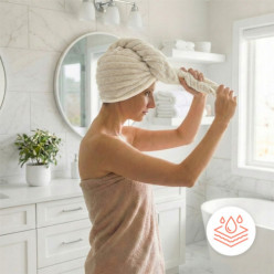 Turban z mikrofibry ręcznik na głowę do włosów miekki superchłonny beżowy