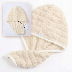 Microfibre turban hair towel head wrap soft super absorbent beige