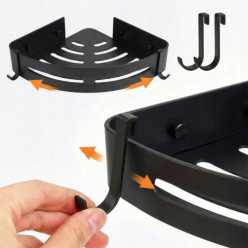 Półka łazienkowa narożna pod prysznic wisząca aluminiowa organizer czarna