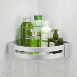 Półka łazienkowa narożna pod prysznic wisząca aluminiowa organizer srebna