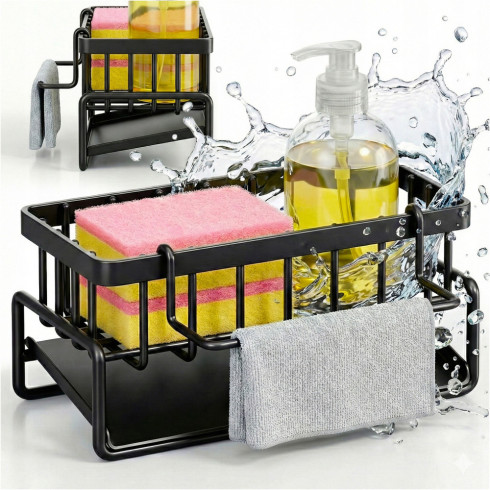 Organizer kuchenny organizer na zlew ociekacz stojak na gąbke płyn czarny