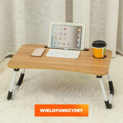Folding breakfast bed tray laptop table with cup holder 60x40cm