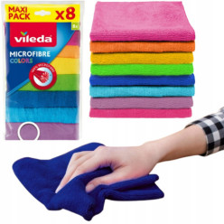 Vileda Mikrofasertücher Colors 8 Stk. Küchentuch zum Reinigen ohne Streifen