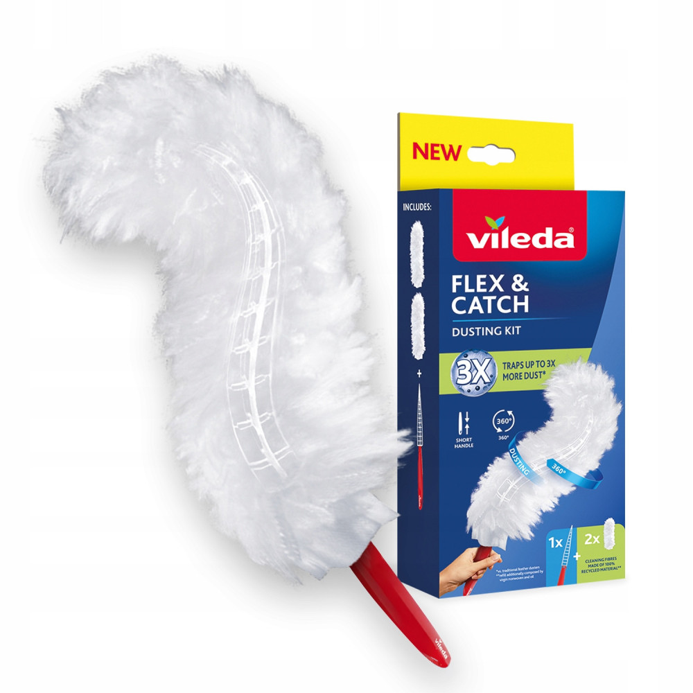 Miotełka do kurzu pajęczyn z krótką rączką + 2 wkłady vileda flex & catch