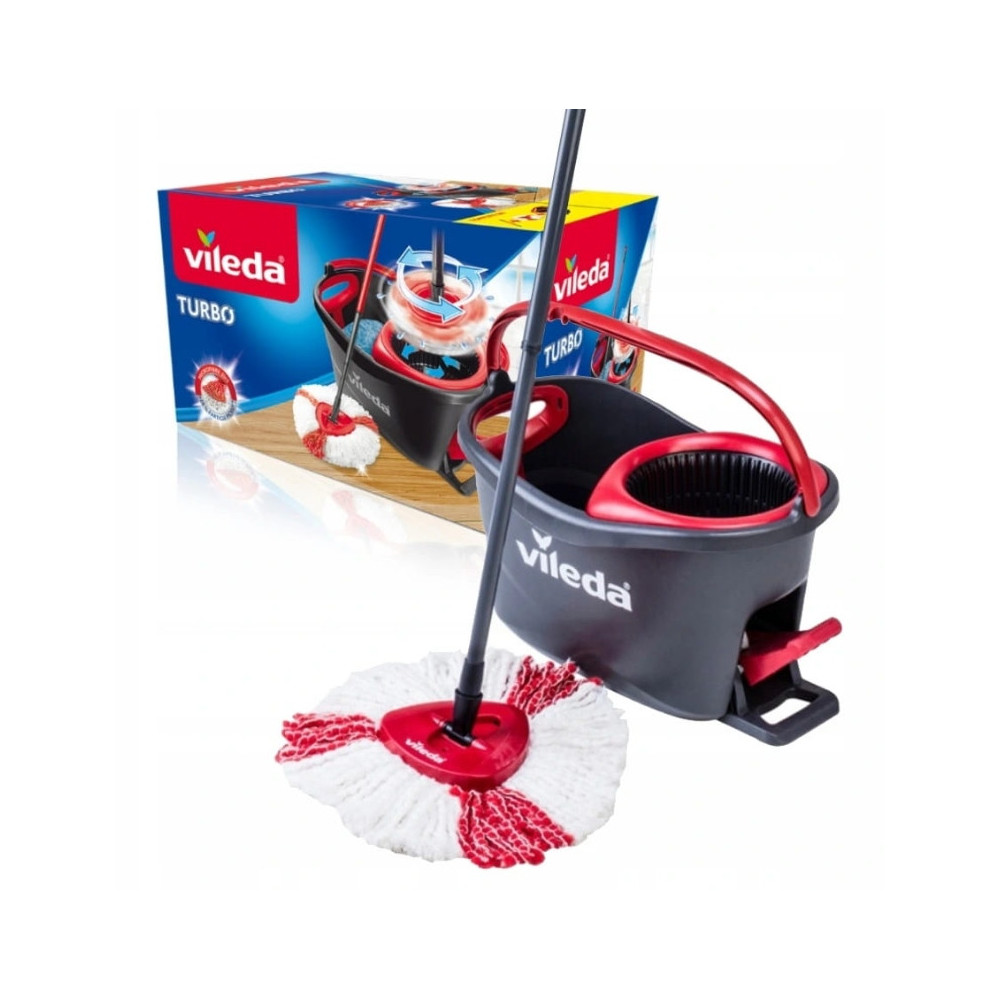 Vileda zestaw mop obrotowy I wiadro turbo z wyciskaczem drążek wkład 38 cm