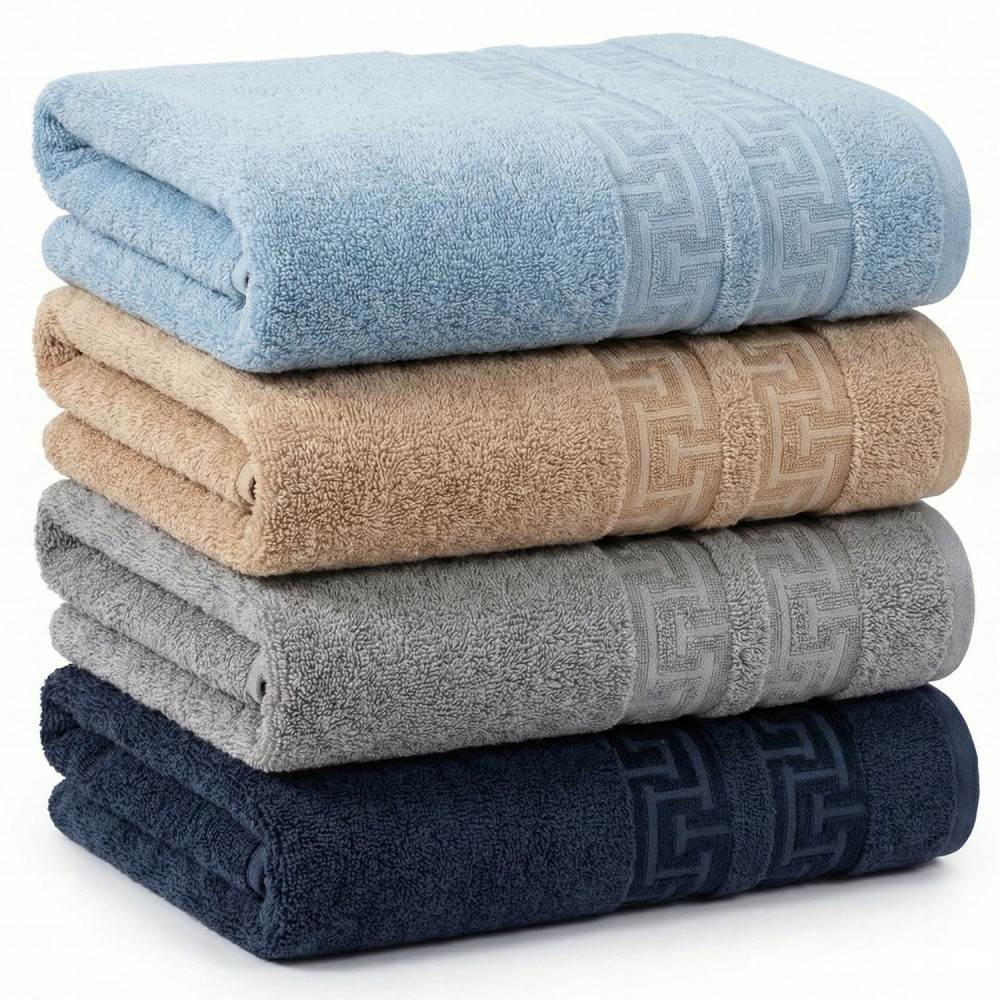 Komplet 4 ręczników kąpielowych 50x100cm 100% bawełna chłonne beżowy szary