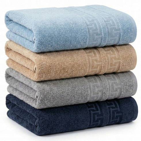Sada 4 osušky 50x100cm 100% bavlna absorbent béžová šedá