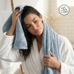 Ensemble de 4 serviettes de bain 50x100cm 100% coton absorbant gris beige