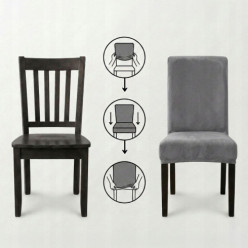 Pokrowiec na krzesło welurowy uniwersalny zestaw 6szt szary