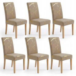 Stuhlhusse Samtoptik universal Set 6 Stk. beige - gold