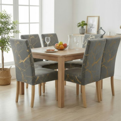 Pokrowiec na krzesło welurowy uniwersalny zestaw 6szt szary-złoty