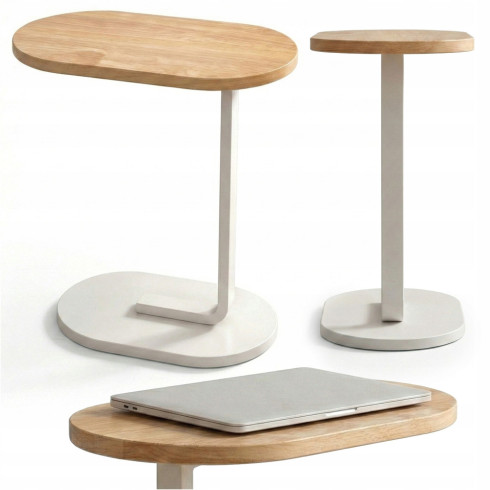 Stolik kawowy w kształcie litery c stolik boczny do salonu sypialni biały