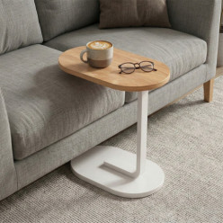 C-shaped coffee table side table for living room bedroom white
