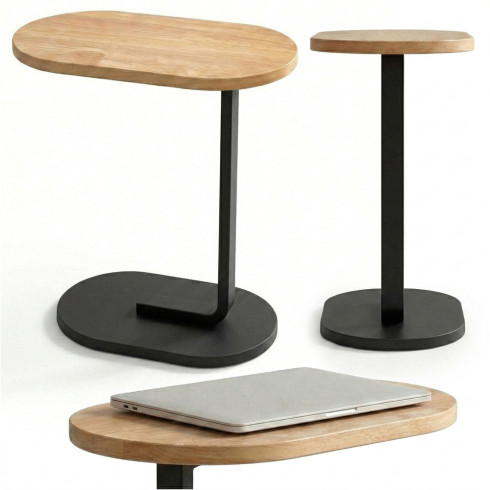 C-shaped coffee table side table for living room bedroom black