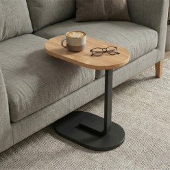 C-shaped coffee table side table for living room bedroom black