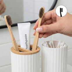 Bathroom set 6 pieces cup dispenser bin toilet brush white