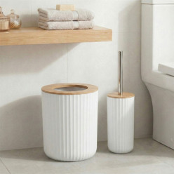 Bathroom set 6 pieces cup dispenser bin toilet brush white