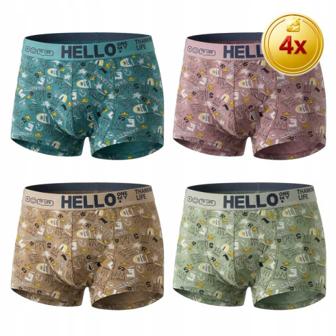 4x men's bamboo boxer briefs underwear antibacterial breathable hello 3XL