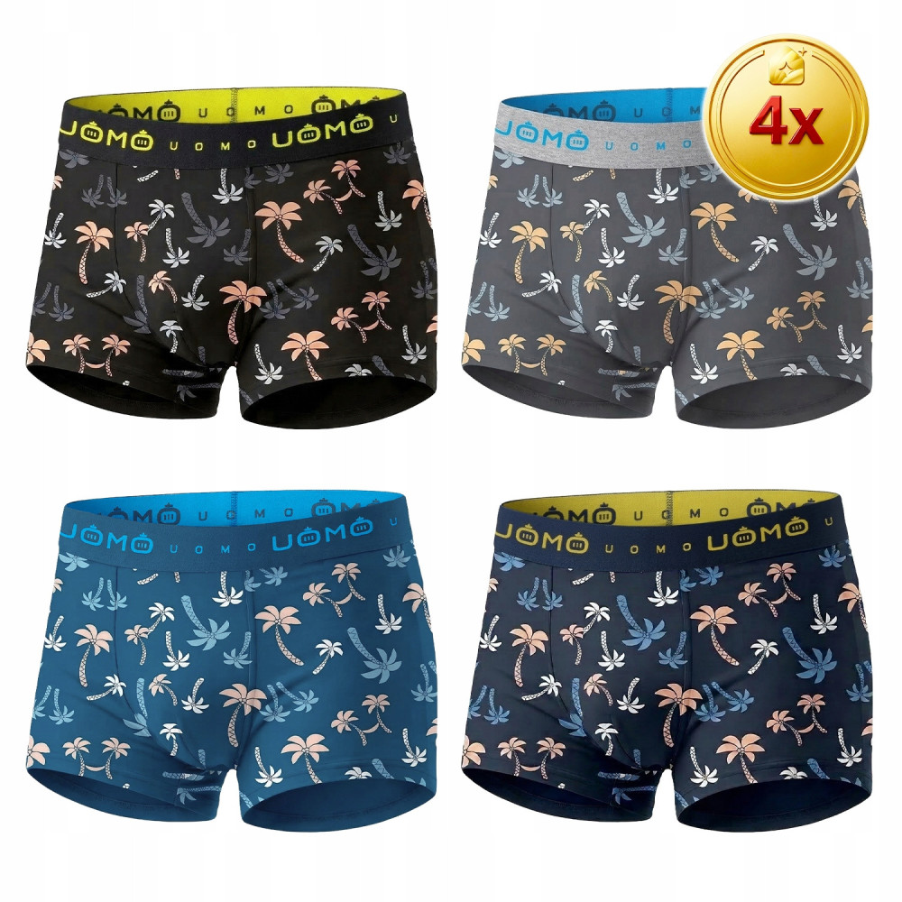 4x bokserki męskie bambusowe majtki antybakteryjne oddychające palmy 3XL