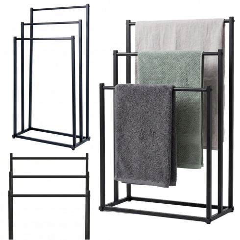 Porte serviette autoportante salle de bain rail métal 3 bras