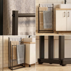 Porte serviette autoportante salle de bain rail métal 3 bras
