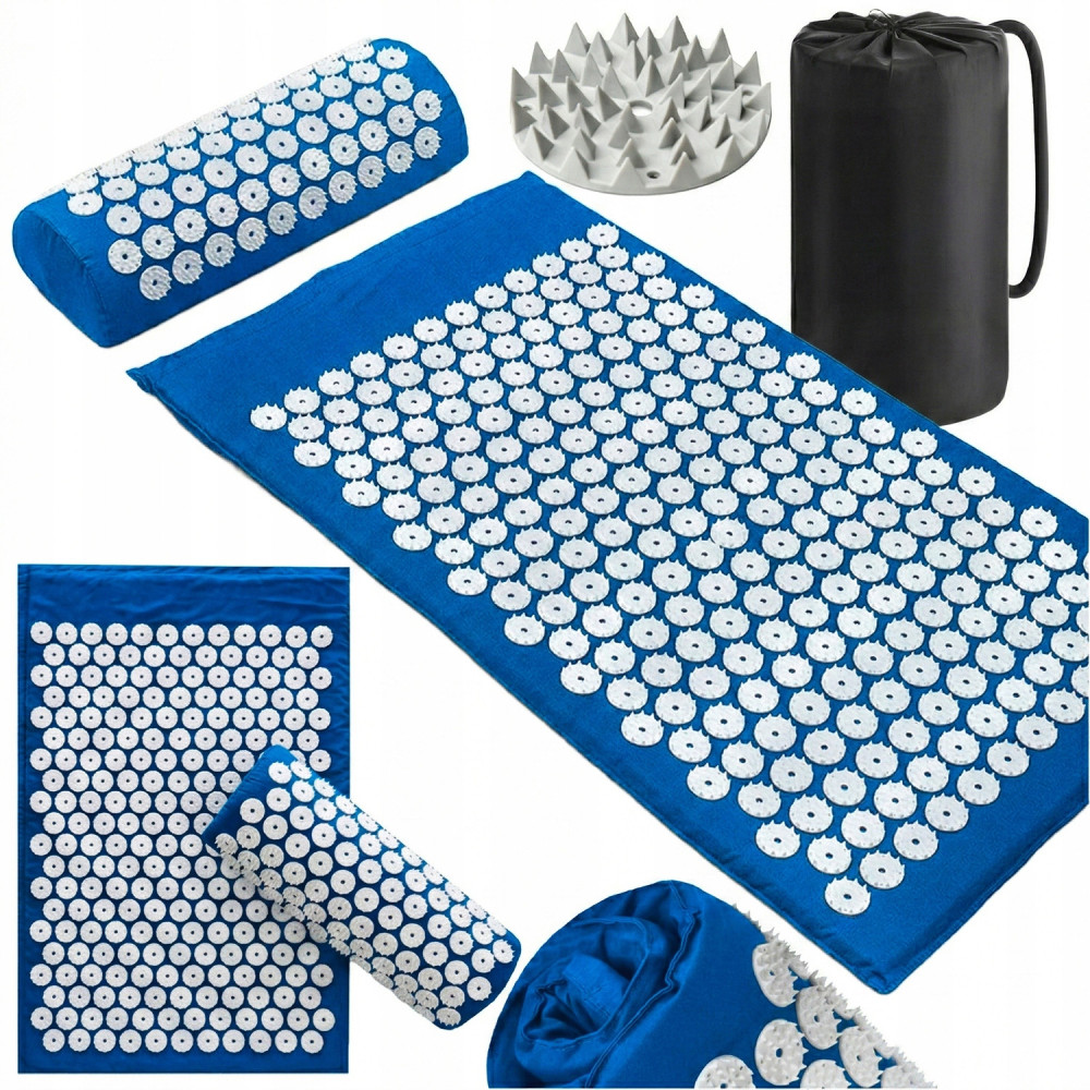 Mata do akupresury poduszka z kolcami niebieska pobudzająca krążenie masaż
