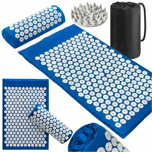 Mata do akupresury poduszka z kolcami niebieska pobudzająca krążenie masaż