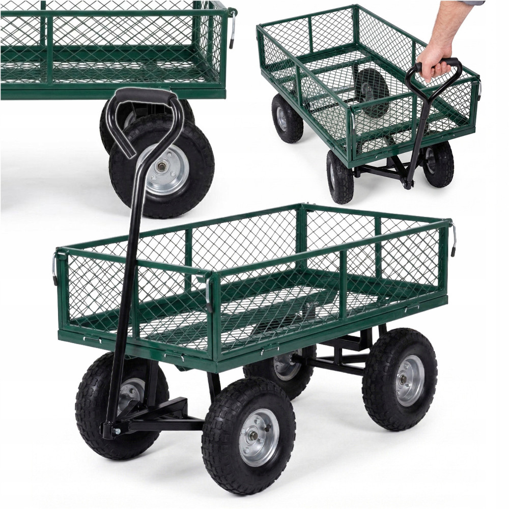 Wózek ogrodowy transportowy z rączką taczka pompowane koła burty 200 kg