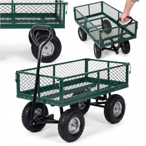 Wózek ogrodowy transportowy z rączką taczka pompowane koła burty 200 kg