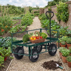 Garden transport trolley with handle wheelbarrow pneumatic wheels drop sides 200 kg