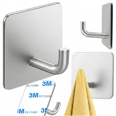 3x haczyk wieszak ścienny samoprzylepny srebrny na ręcznik łazienka kuchnia
