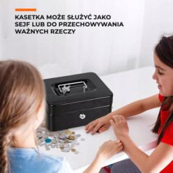 Metalowa kasetka na pieniądze klasyczna czarna