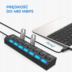 Découpe USB 7 port noir
