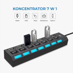 Découpe USB 7 port noir